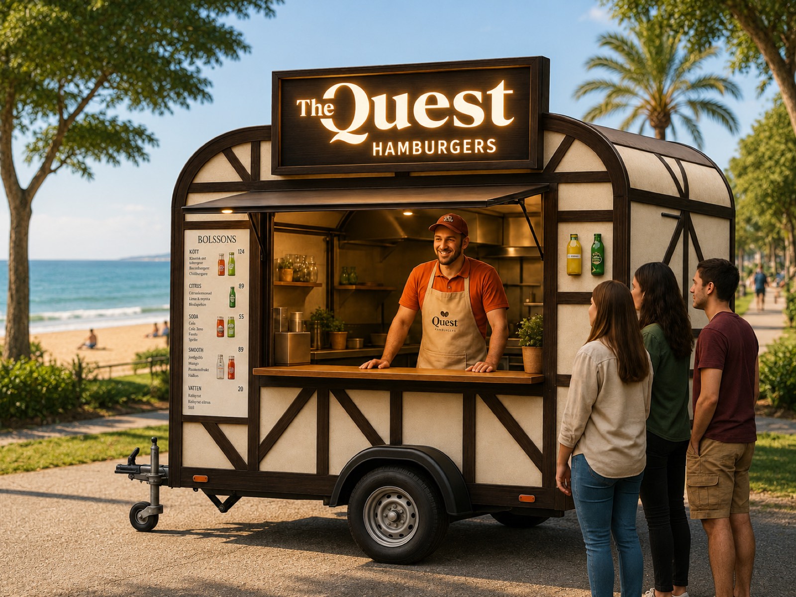 The Quest Hamburgers food truck au bord de la plage à Marseille